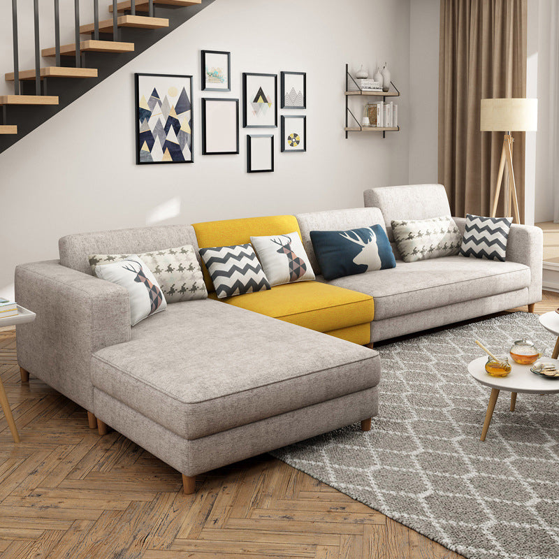 Contemporary Sectional with Adjustable Pillow Back and Square Arms
