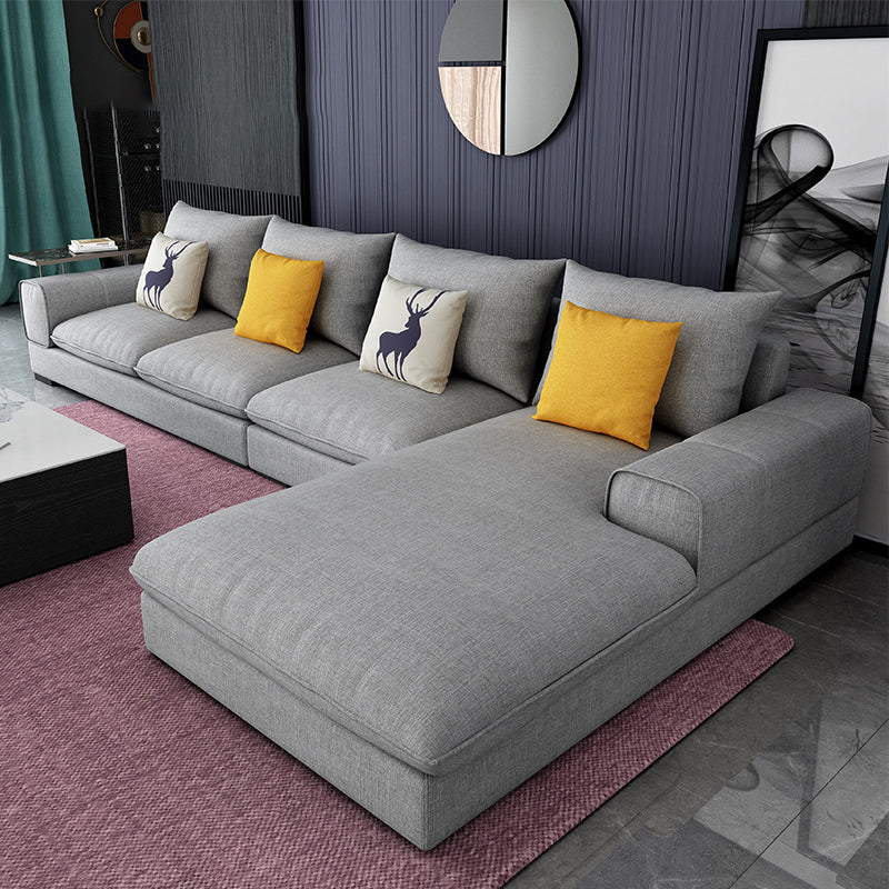 Contemporary L-Shape Sectional with Pillow Back and Recessed Arms for 4 People