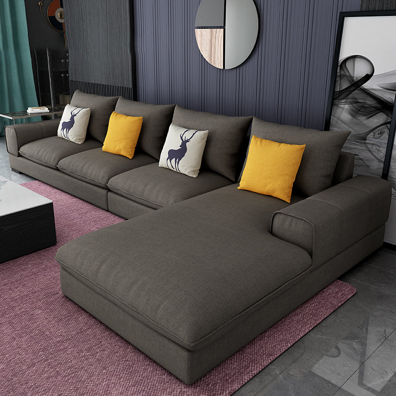 Contemporary L-Shape Sectional with Pillow Back and Recessed Arms for 4 People