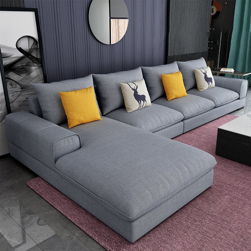 Contemporary L-Shape Sectional with Pillow Back and Recessed Arms for 4 People