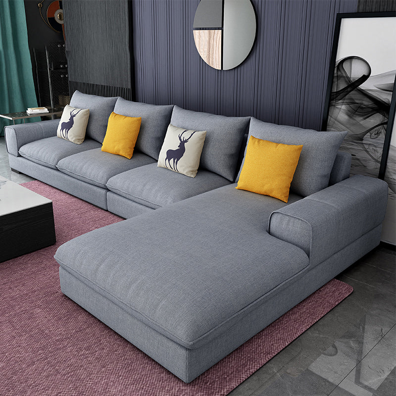 Contemporary L-Shape Sectional with Pillow Back and Recessed Arms for 4 People