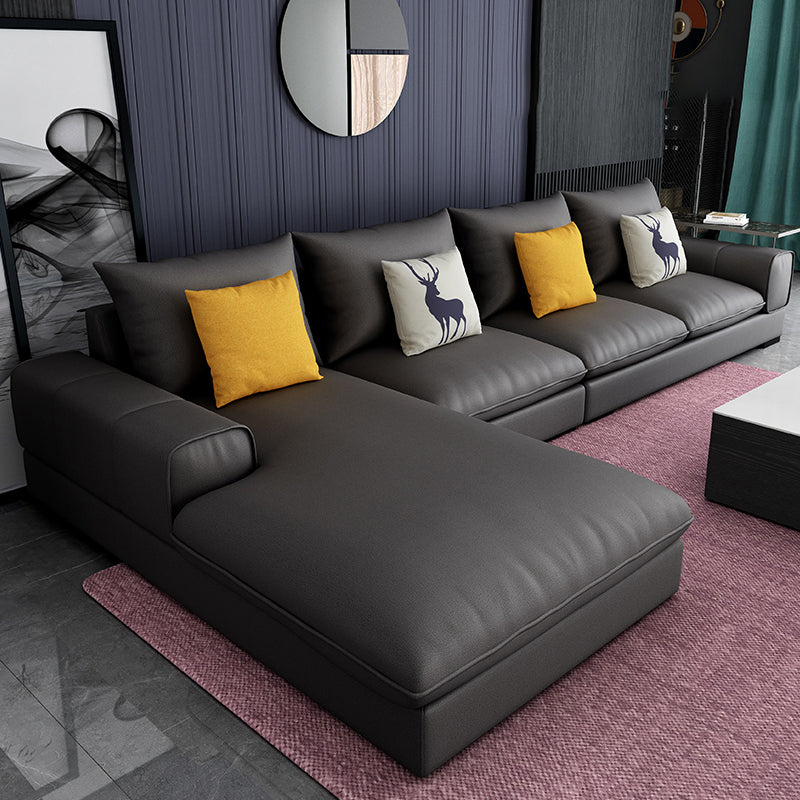 Contemporary L-Shape Sectional with Pillow Back and Recessed Arms for 4 People