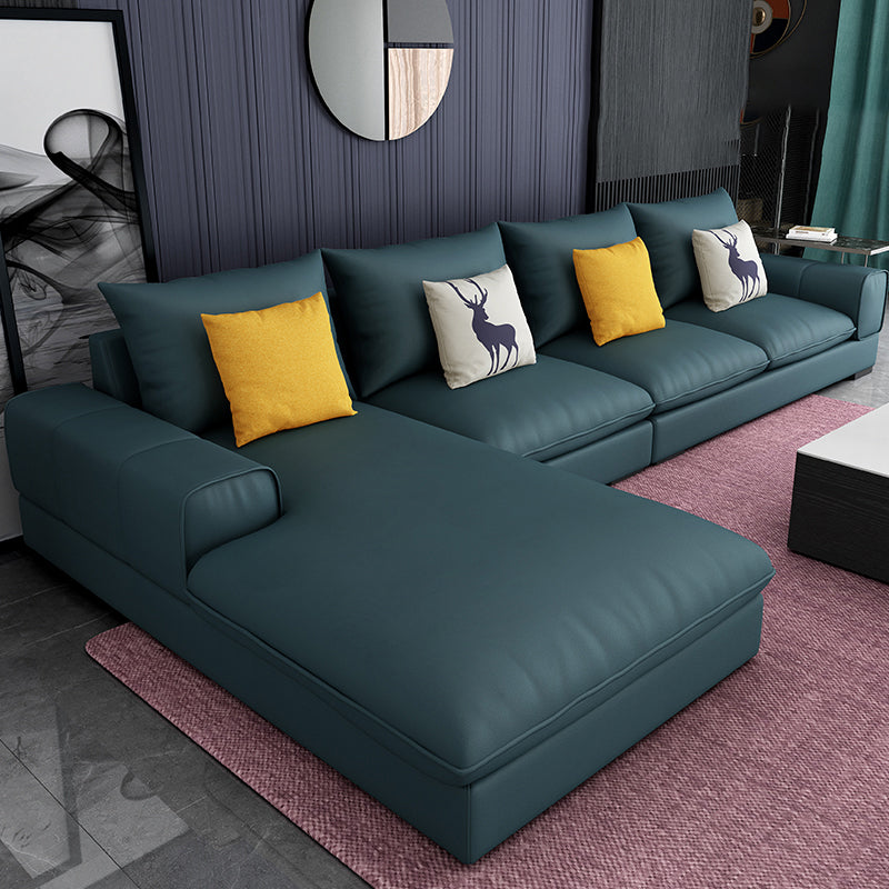 Contemporary L-Shape Sectional with Pillow Back and Recessed Arms for 4 People