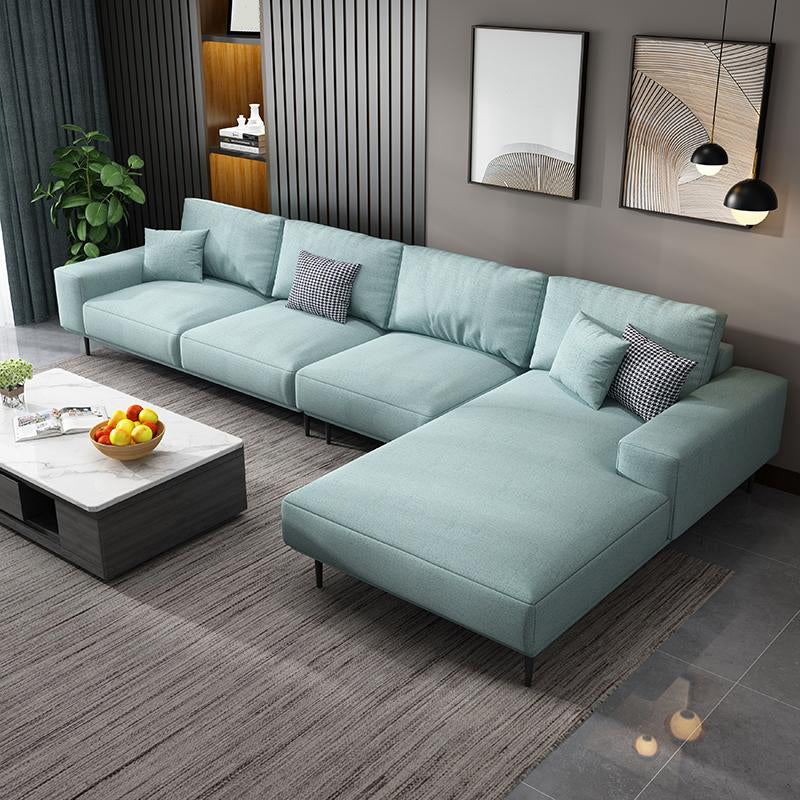 Contemporary Pillow Back Sectional with Recessed Arms for 4 People