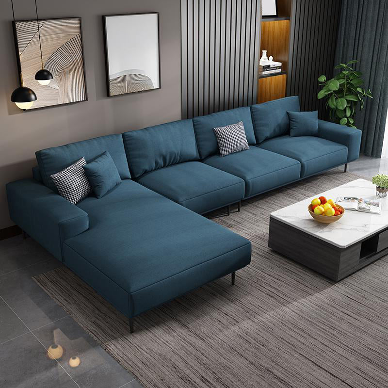 Contemporary Pillow Back Sectional with Recessed Arms for 4 People