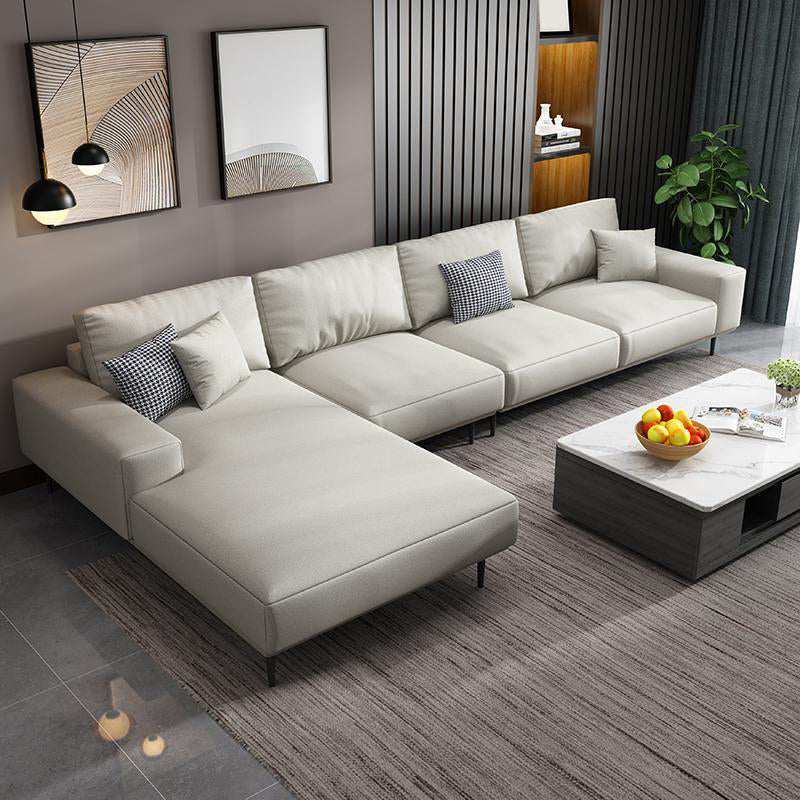 Contemporary Pillow Back Sectional with Recessed Arms for 4 People