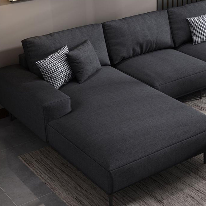 Contemporary Pillow Back Sectional with Recessed Arms for 4 People