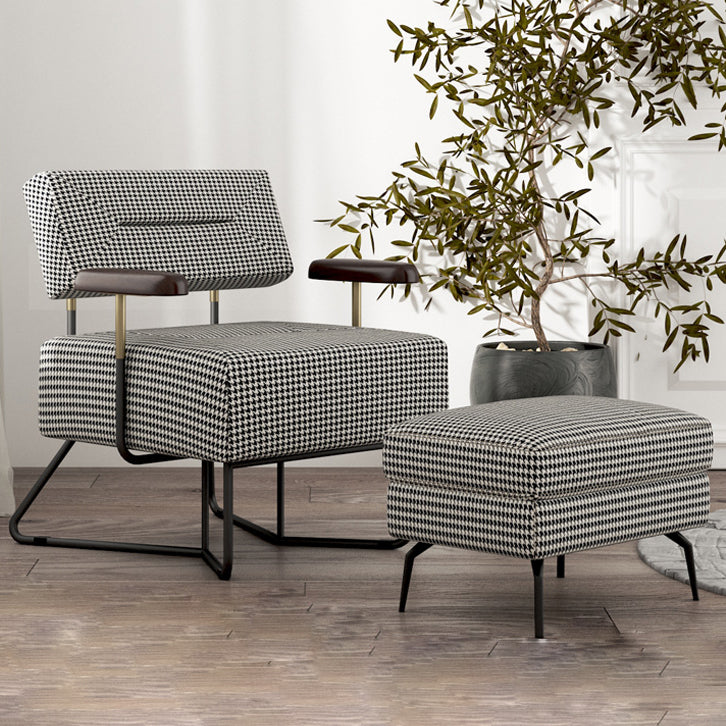 Contemporary Fabric Arms Included with Black Legs Accent Armchair