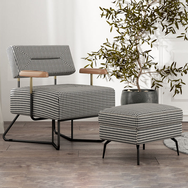 Contemporary Fabric Arms Included with Black Legs Accent Armchair