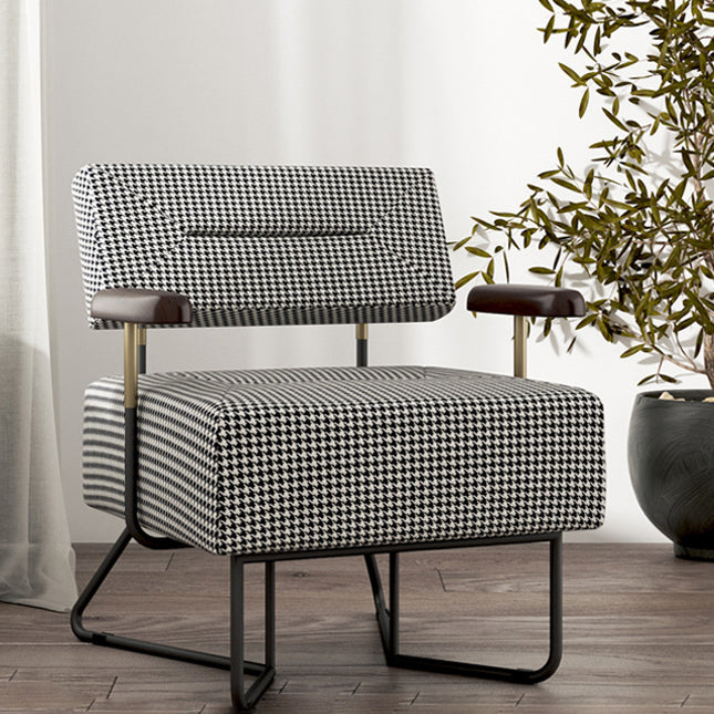 Contemporary Fabric Arms Included with Black Legs Accent Armchair