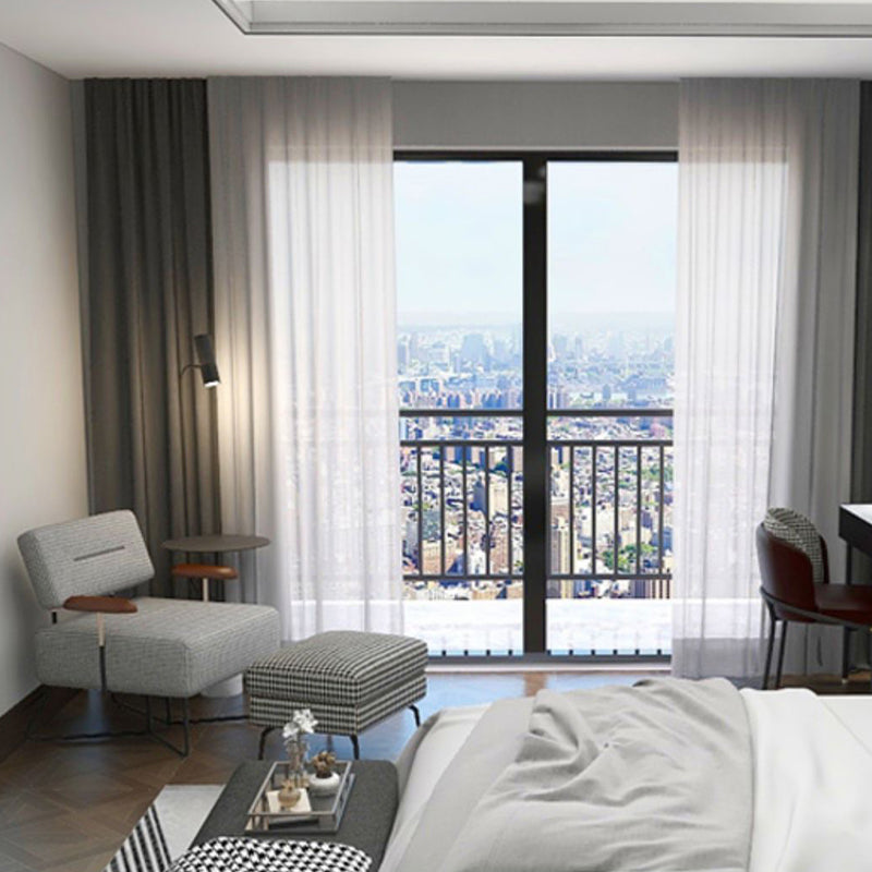 Contemporary Fabric Arms Included with Black Legs Accent Armchair