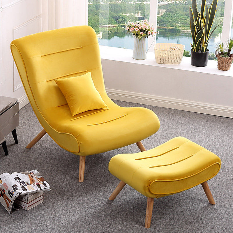 Contemporary Armless with Ottoman Basic Four Leg Lounge Accent Chair