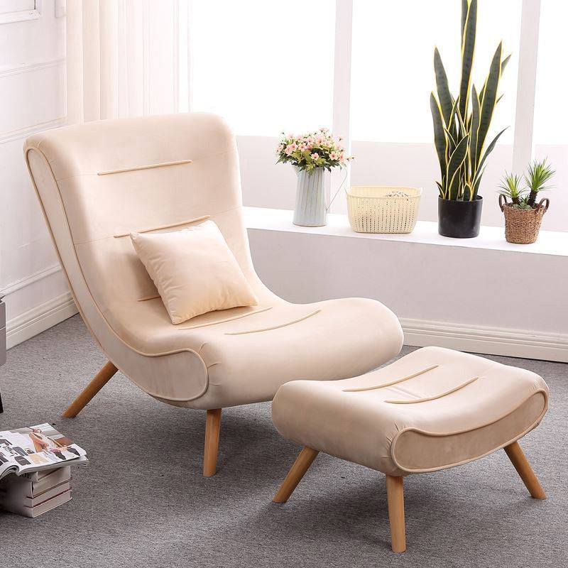 Contemporary Armless with Ottoman Basic Four Leg Lounge Accent Chair