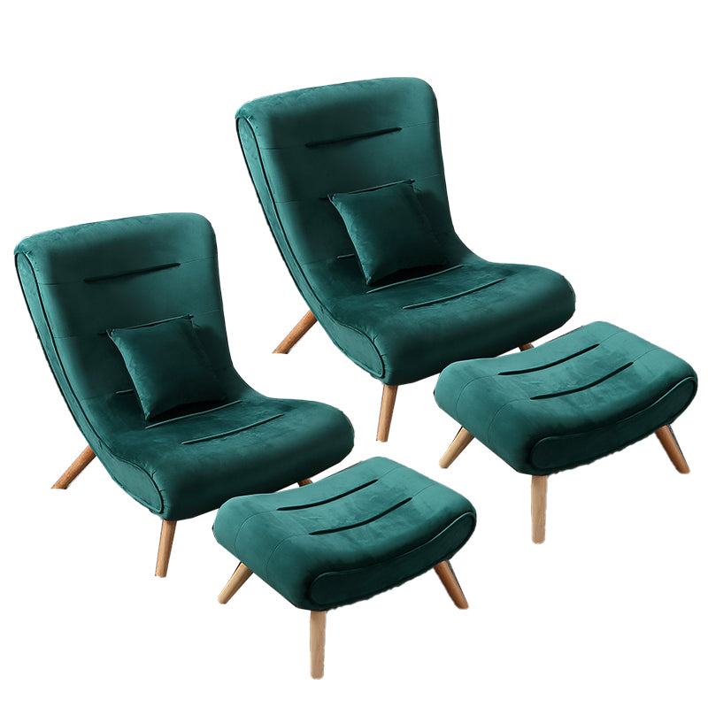 Contemporary Armless with Ottoman Basic Four Leg Lounge Accent Chair