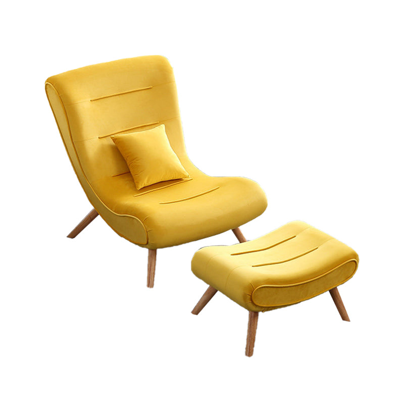 Contemporary Armless with Ottoman Basic Four Leg Lounge Accent Chair