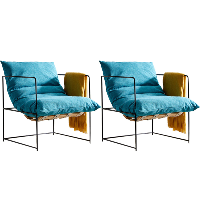 Industrial Style 26.77 " Wide Cotton Blend Sponge Metal Square Arm Chair