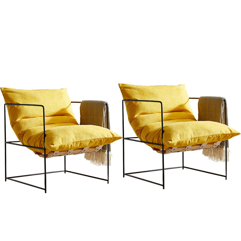 Industrial Style 26.77 " Wide Cotton Blend Sponge Metal Square Arm Chair