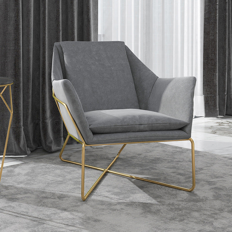 Mid-century Modern 27.56" Wide Fixed Back Cross Base Flared Arms Chair