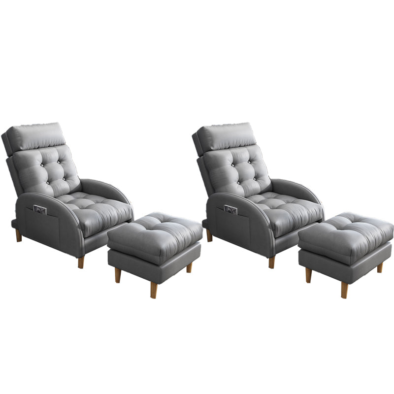 Contemporary Bonded Leather Arms Included with Ottoman Lounge Accent Chair