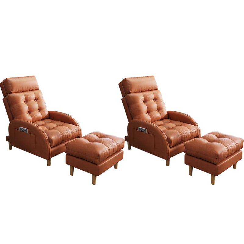 Contemporary Bonded Leather Arms Included with Ottoman Lounge Accent Chair