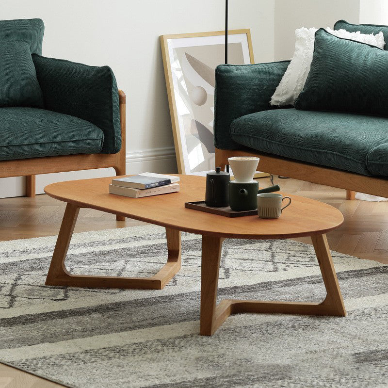 Scandinavian Style Coffee Cocktail Table Solid Wood Oval Coffee Table