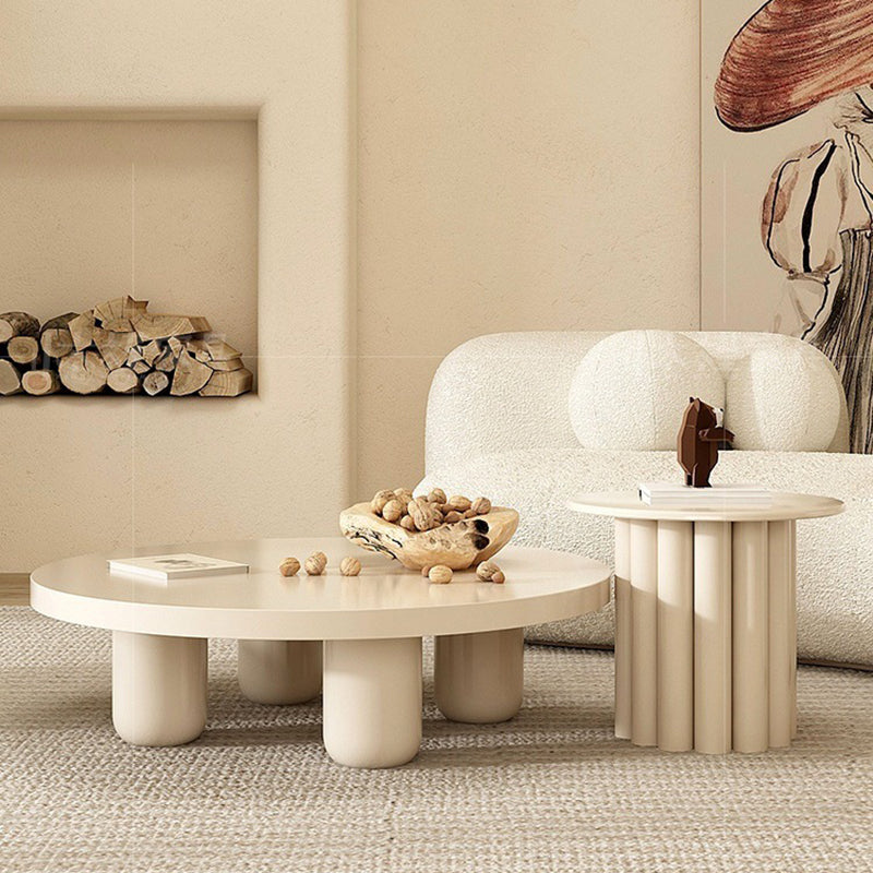 4 Legs Coffee Table Round Minimalist Coffee Table for Living Room