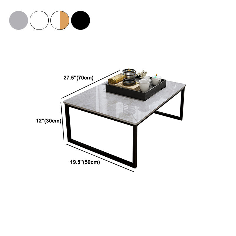 Glam Sled Coffee Table Set Slate Rectangular Coffee Table for Home