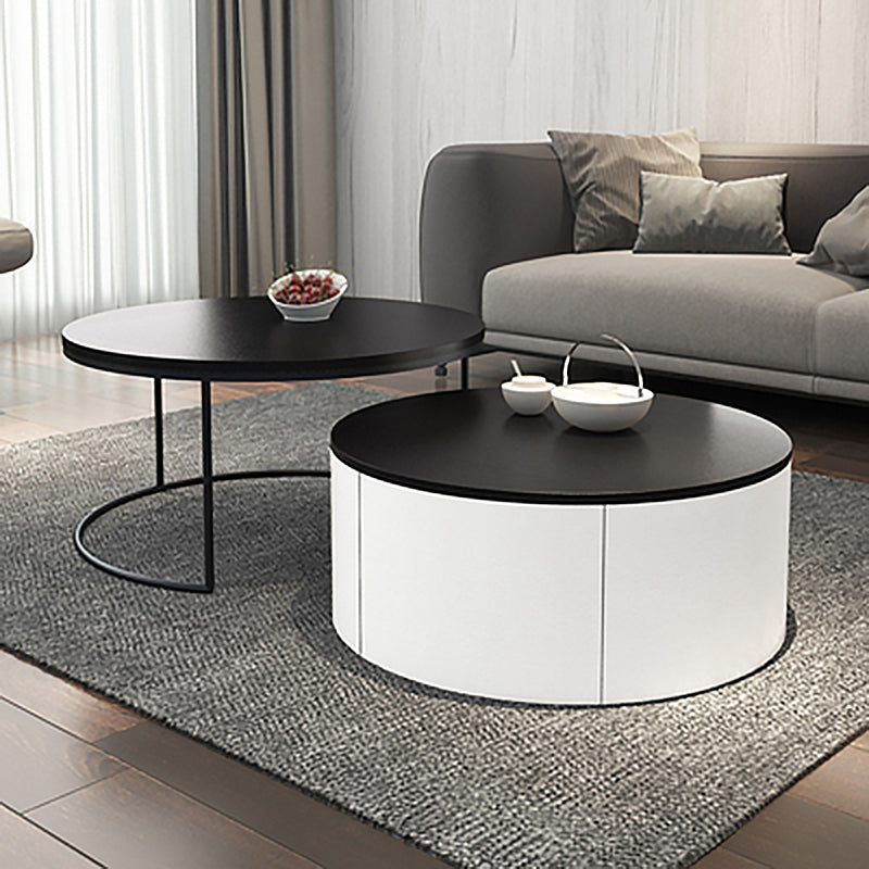 Nordic Style Round Frame/drum Base Solid Wood Table with Drawer Coffee Table