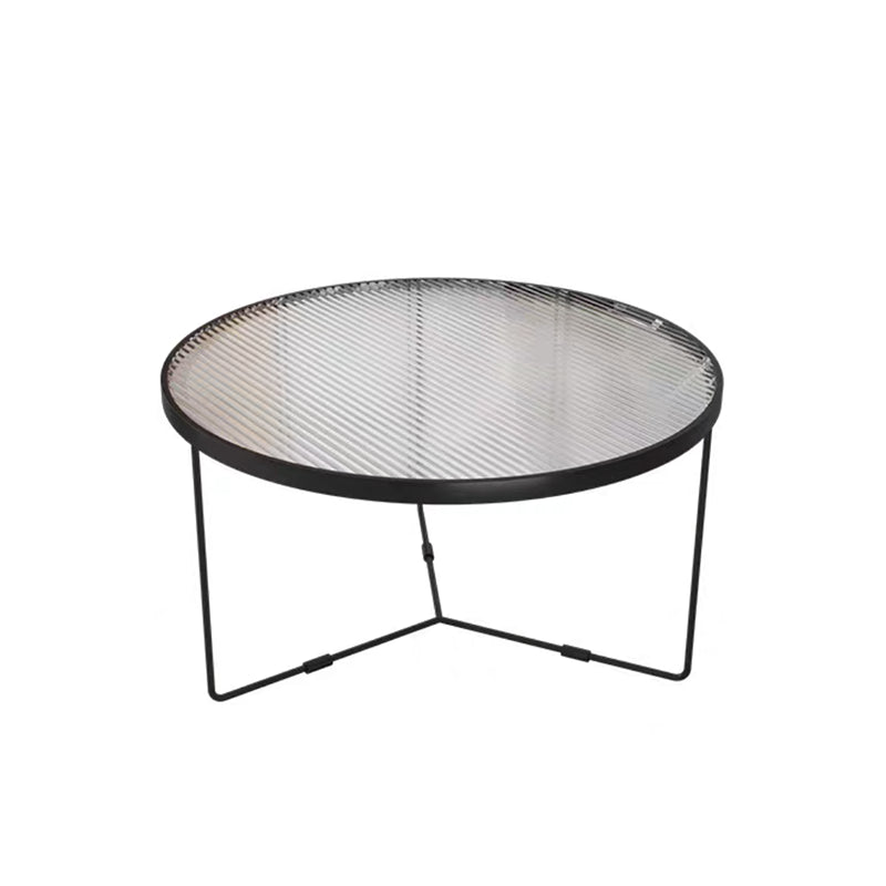 Glass Top Steel Coffee Table Round Minimalist Coffee Table for Living Room