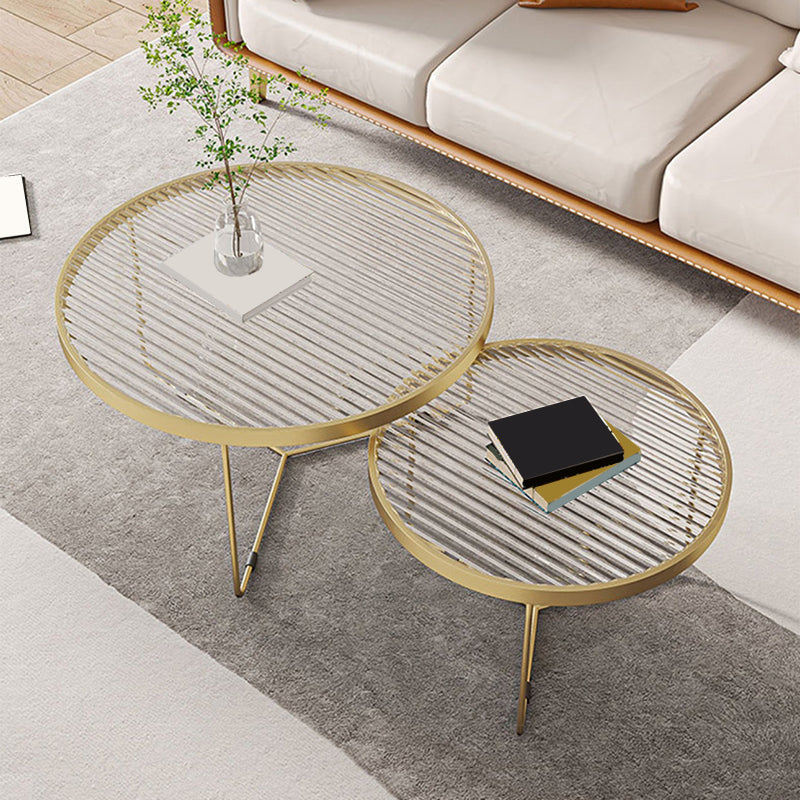 Glass Top Steel Coffee Table Round Minimalist Coffee Table for Living Room