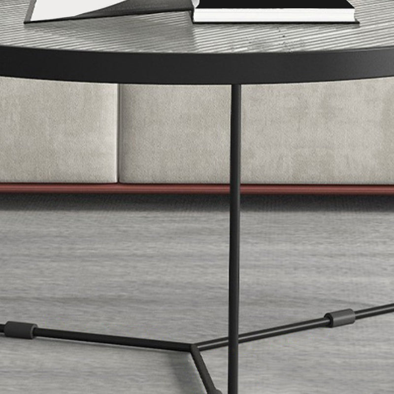 Glass Top Steel Coffee Table Round Minimalist Coffee Table for Living Room