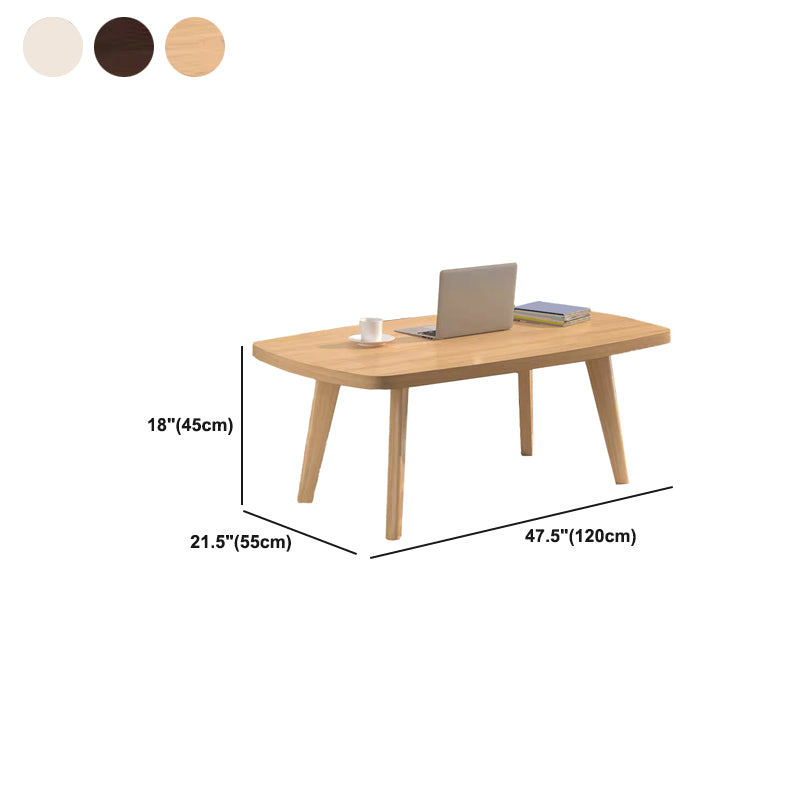 Nordic Style Rectangular 4 Legs Base Solid Wood Table with Storage Rack Coffee Table