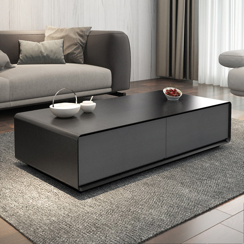 Modern Style Rectangular Wooden Table Abstract Base Coffee Table