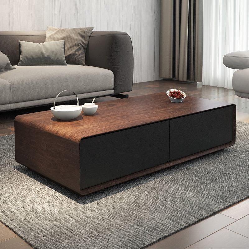 Modern Style Rectangular Wooden Table Abstract Base Coffee Table