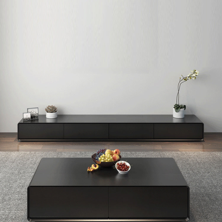 Modern Style Rectangular Wooden Table Abstract Base Coffee Table