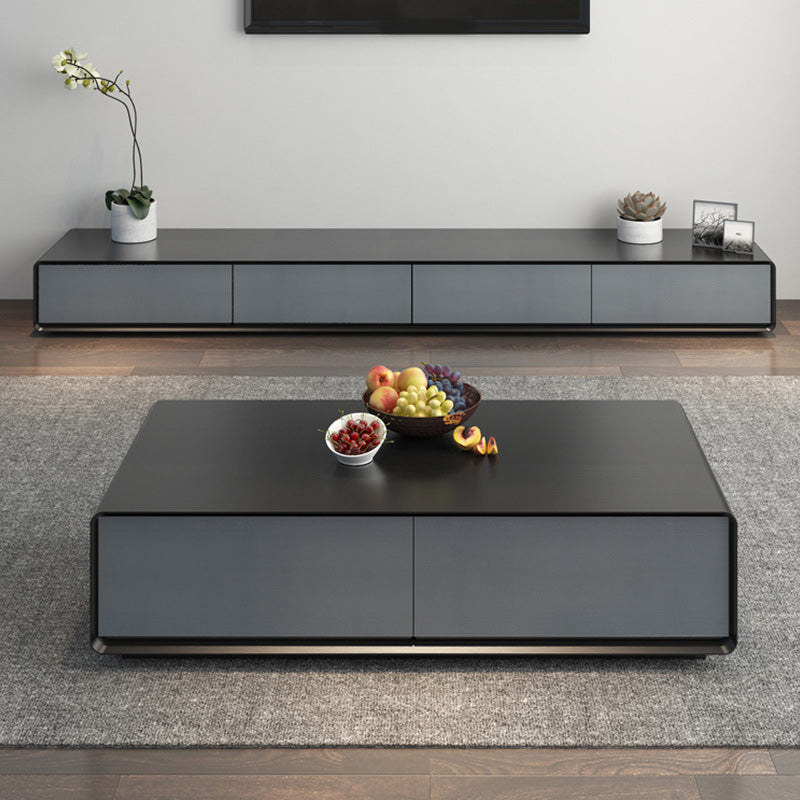 Modern Style Rectangular Wooden Table Abstract Base Coffee Table
