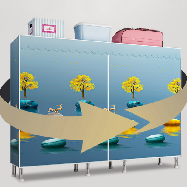 Contemporary Bedroom Wardrobe Metal Wardrobe Closet with Shelves