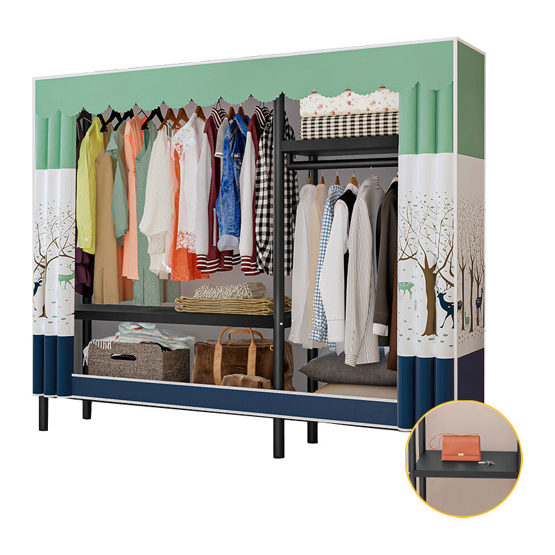 Contemporary Bedroom Wardrobe Metal Wardrobe Closet with Shelves