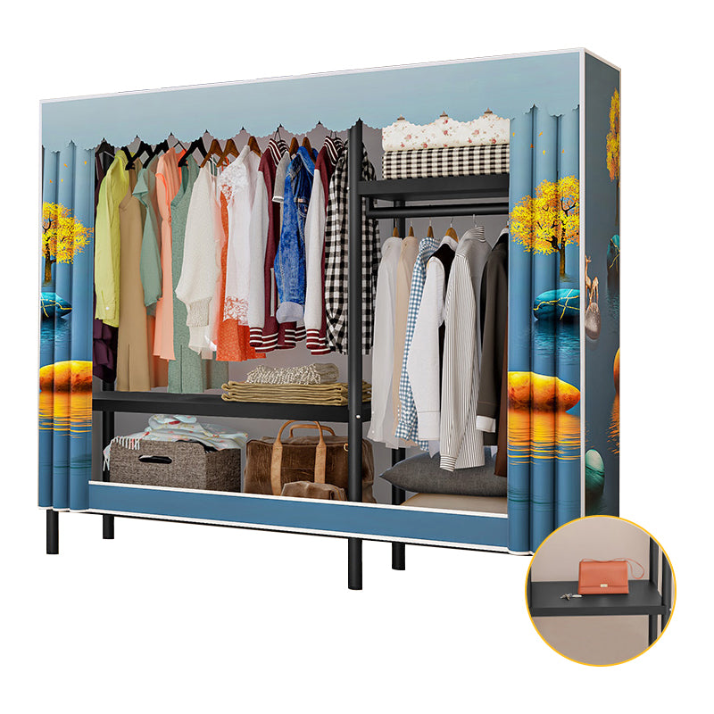 Contemporary Bedroom Wardrobe Metal Wardrobe Closet with Shelves