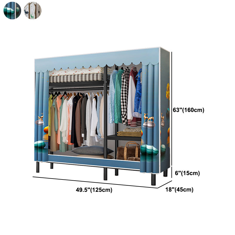 Contemporary Bedroom Wardrobe Metal Wardrobe Closet with Shelves