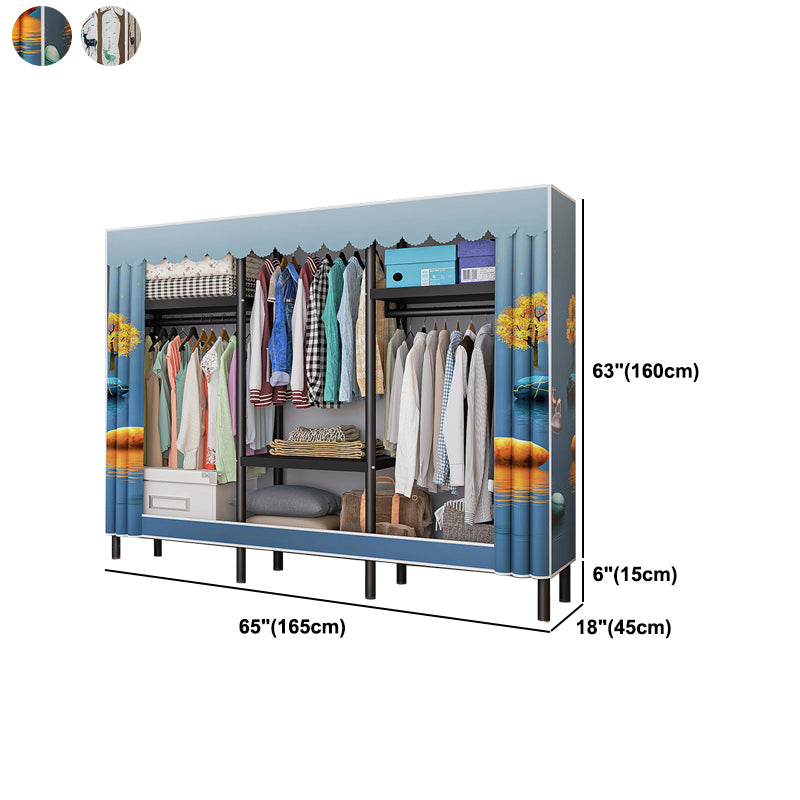 Contemporary Bedroom Wardrobe Metal Wardrobe Closet with Shelves