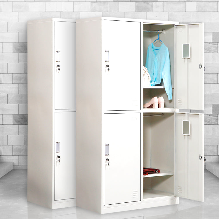 Contemporary Style Wardrobe Armoire White Color Steel Wardrobe Closet with Locks