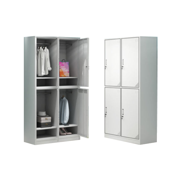 Contemporary Style Wardrobe Armoire White Color Steel Wardrobe Closet with Locks