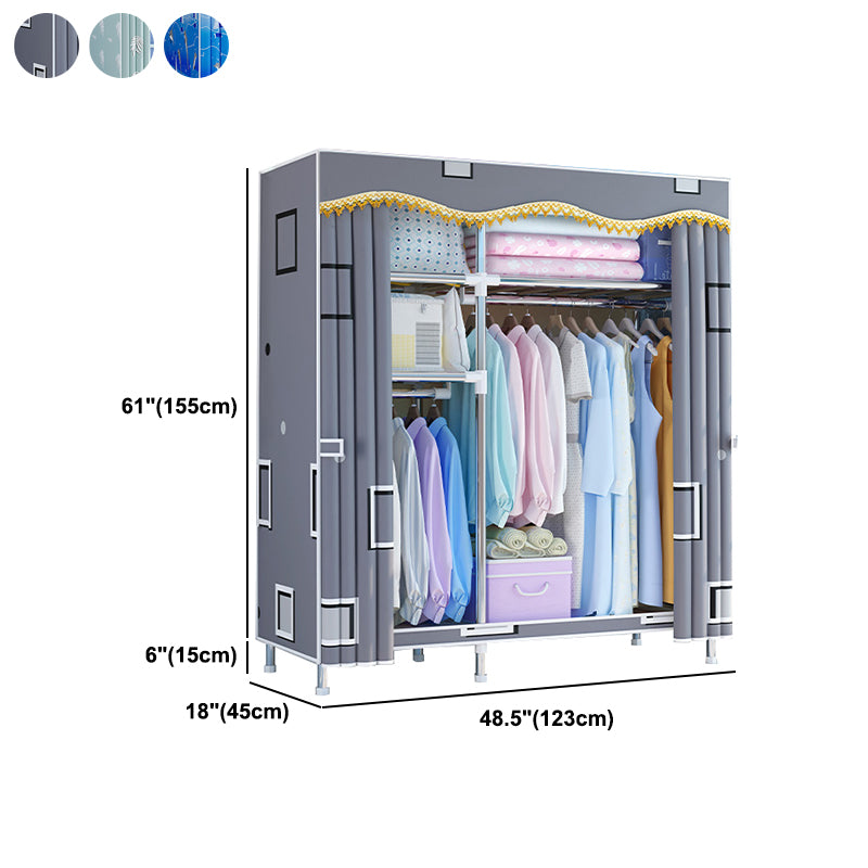 Modern Style Wardrobe Armoire Metal Bedroom Wardrobe Closet with Shelves