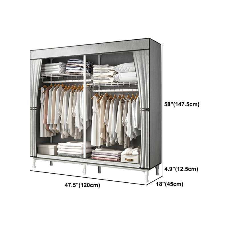 Contemporary Style Wardrobe Steel Wardrobe Closet with Shelves