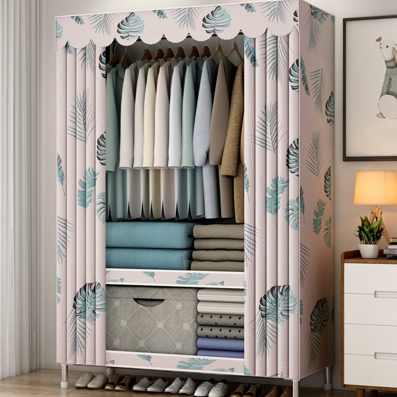 Modern Style Armoire Metal Cloth Rod Included Wardrobe Closet for Bedroom