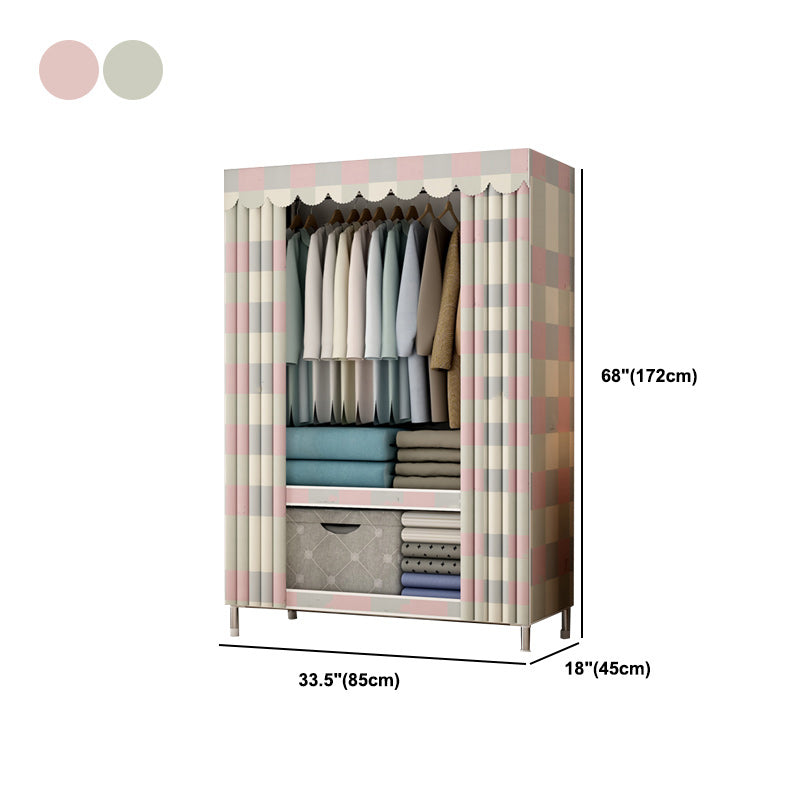 Modern Style Armoire Metal Cloth Rod Included Wardrobe Closet for Bedroom