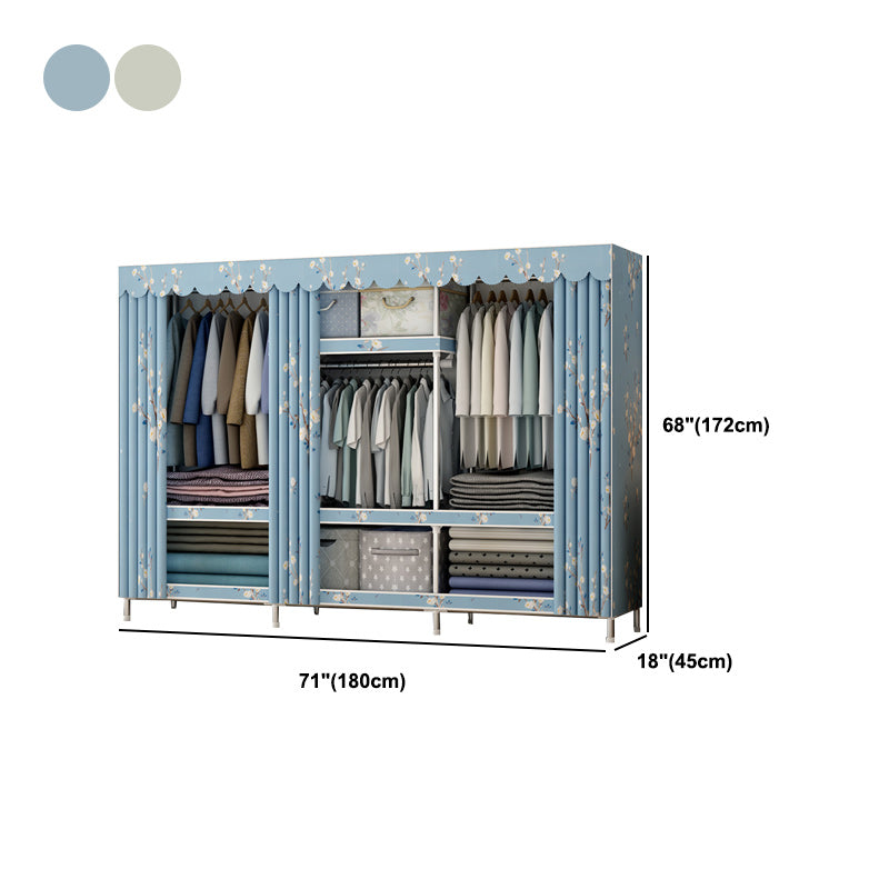 Modern Style Armoire Metal Cloth Rod Included Wardrobe Closet for Bedroom