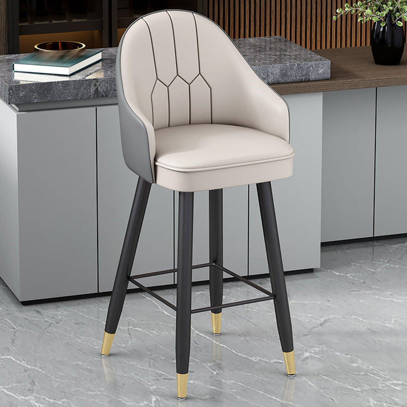 Modern Bucket Seat Bar Stools Faux Leather Low Back Barstool