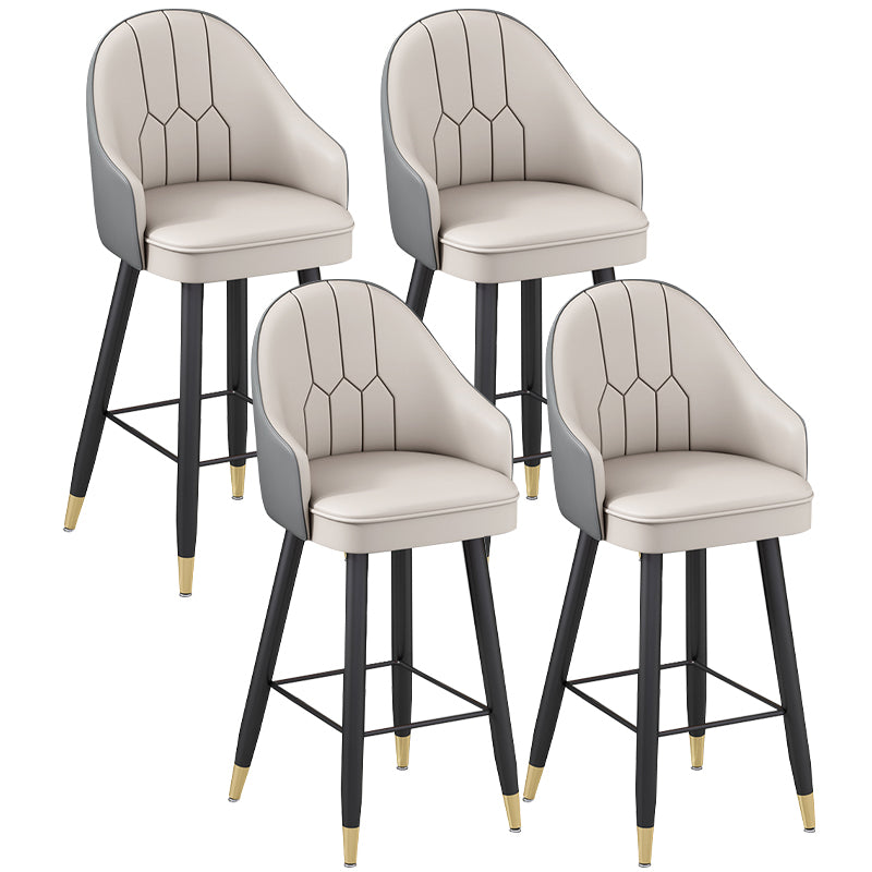 Modern Bucket Seat Bar Stools Faux Leather Low Back Barstool